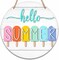 Summer Welcome Sign for Front Door, Hello Summer Wooden Signs Wall Decor, Popsicle Round Hanging Sign With Rope, Summer Decor For Home Front Door Porch, A10
